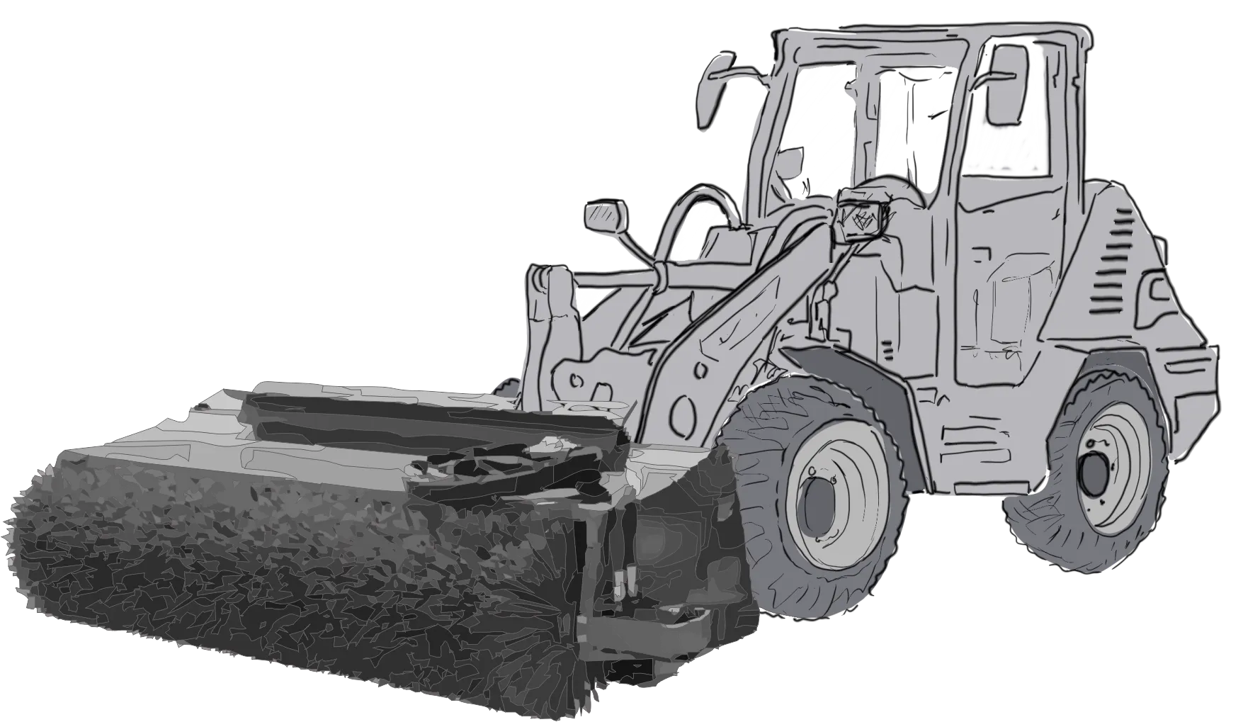 Bobcat line drawing & broom